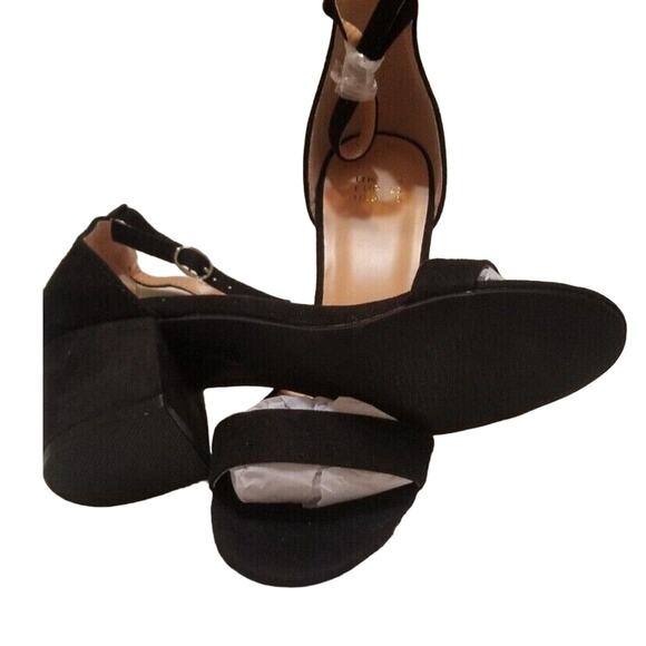 NWTs - DREAM PAIRS Women's Black Suede Chunk High Heel Pump Sandals Size 5 - Picture 6 of 9